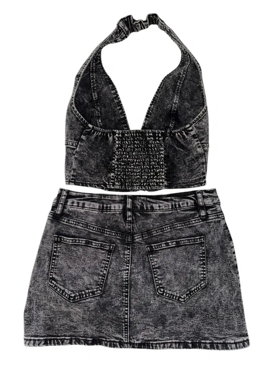 Windsor Denim Halter Top & Mini Skort Set - Picture 2 of 5